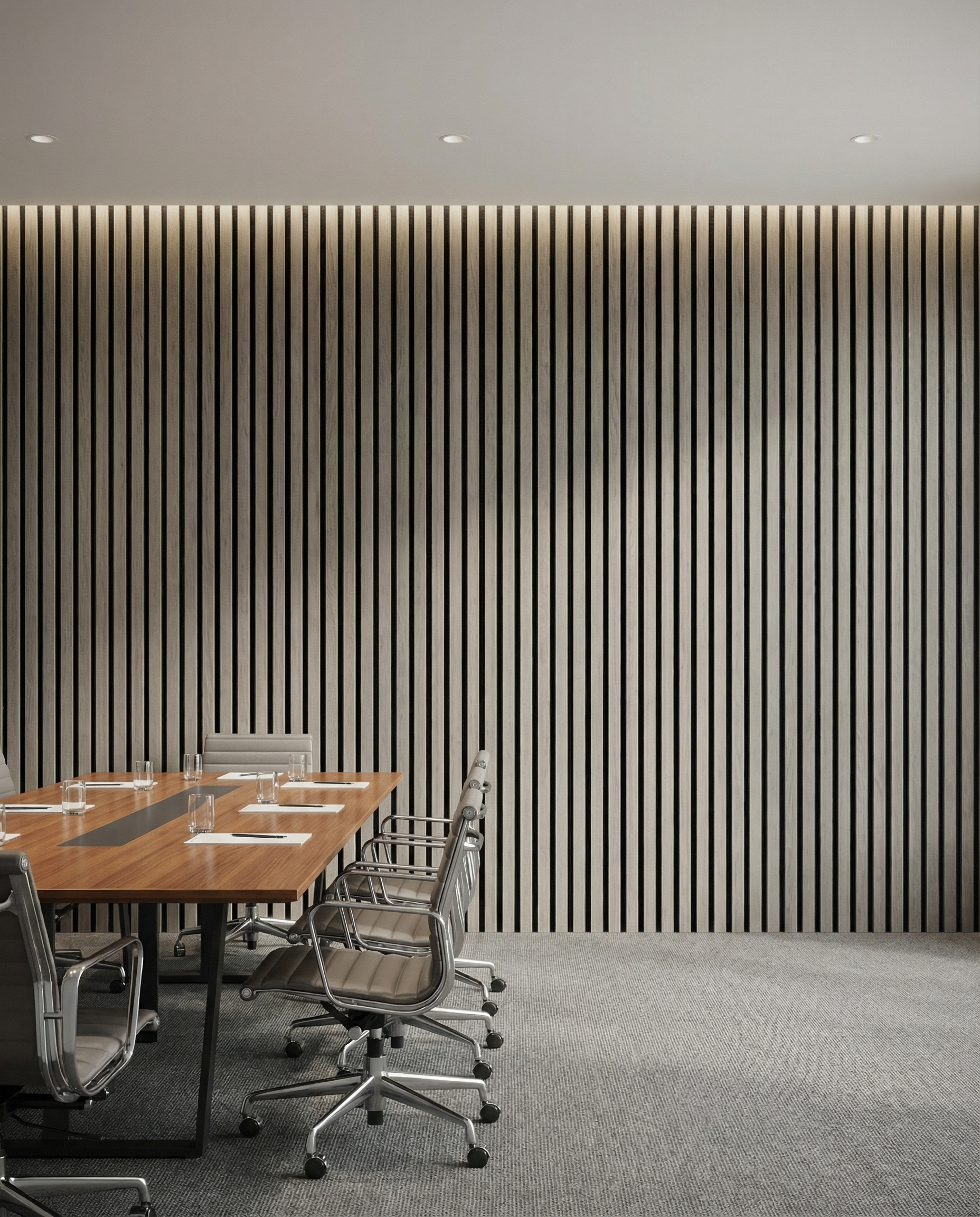 Grey Oak Acoustic Wall Panel lifestyle/product photo