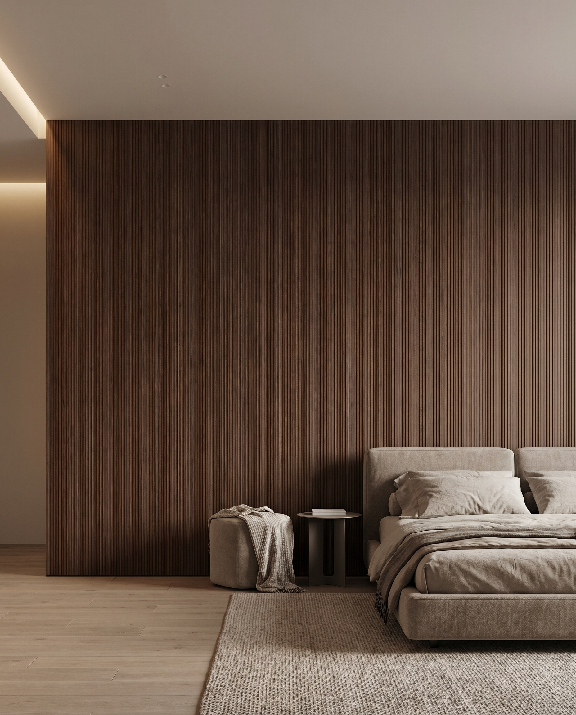 Dark Walnut Bamboo Wall Panel lifestyle/product photo by TrioPanels