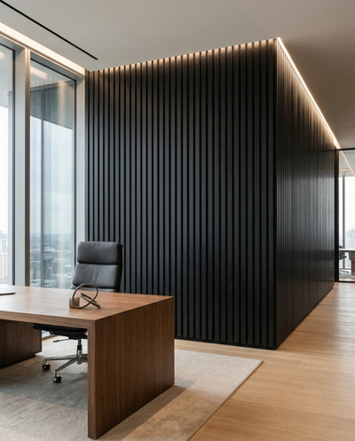 Black Acoustic Wall Panel lifestyle/product photo 