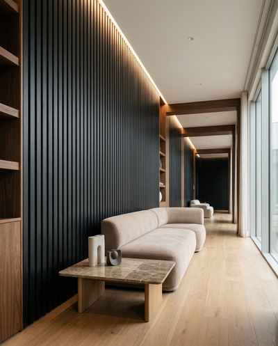 Black Acoustic Wall Panel lifestyle/product photo 