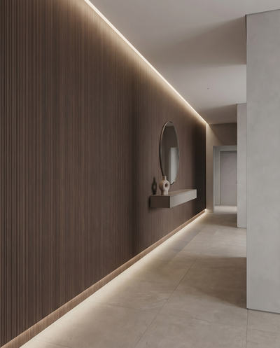 Dark Walnut Bamboo Wall Panel lifestyle/product photo by TrioPanels 
