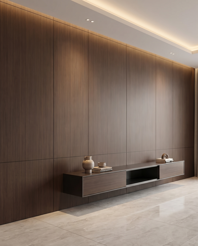 Dark Walnut Bamboo Wall Panel lifestyle/product photo by TrioPanels 