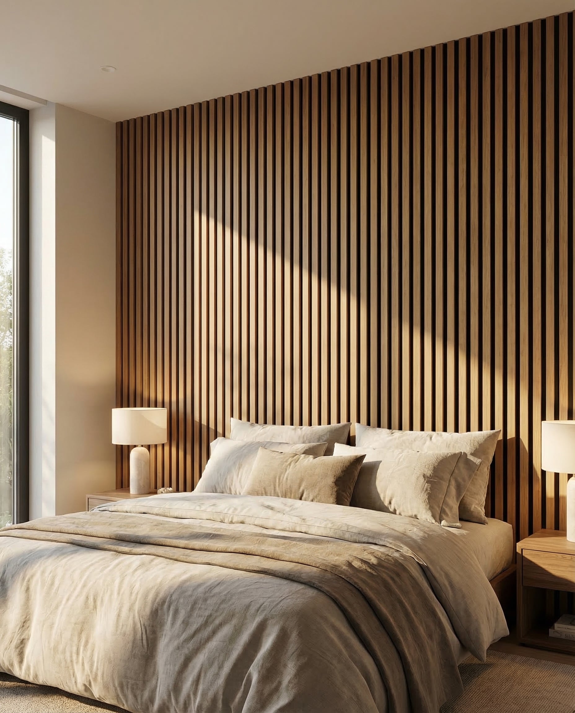 Teak Acoustic Wall Panel lifestyle/product photo 
