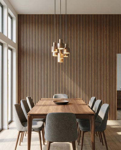 Teak Acoustic Wall Panel lifestyle/product photo 